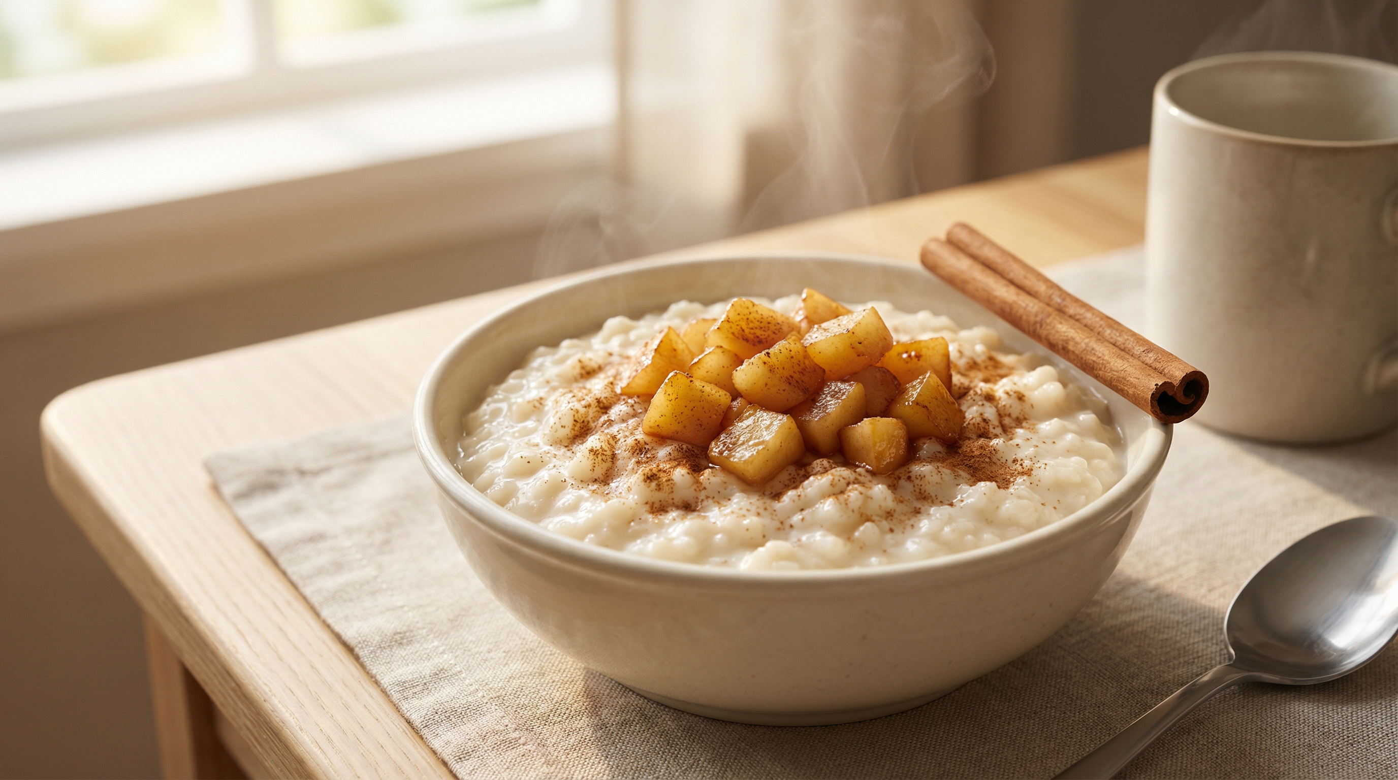 Gedämpfter Reis mit Apfel und Zimt